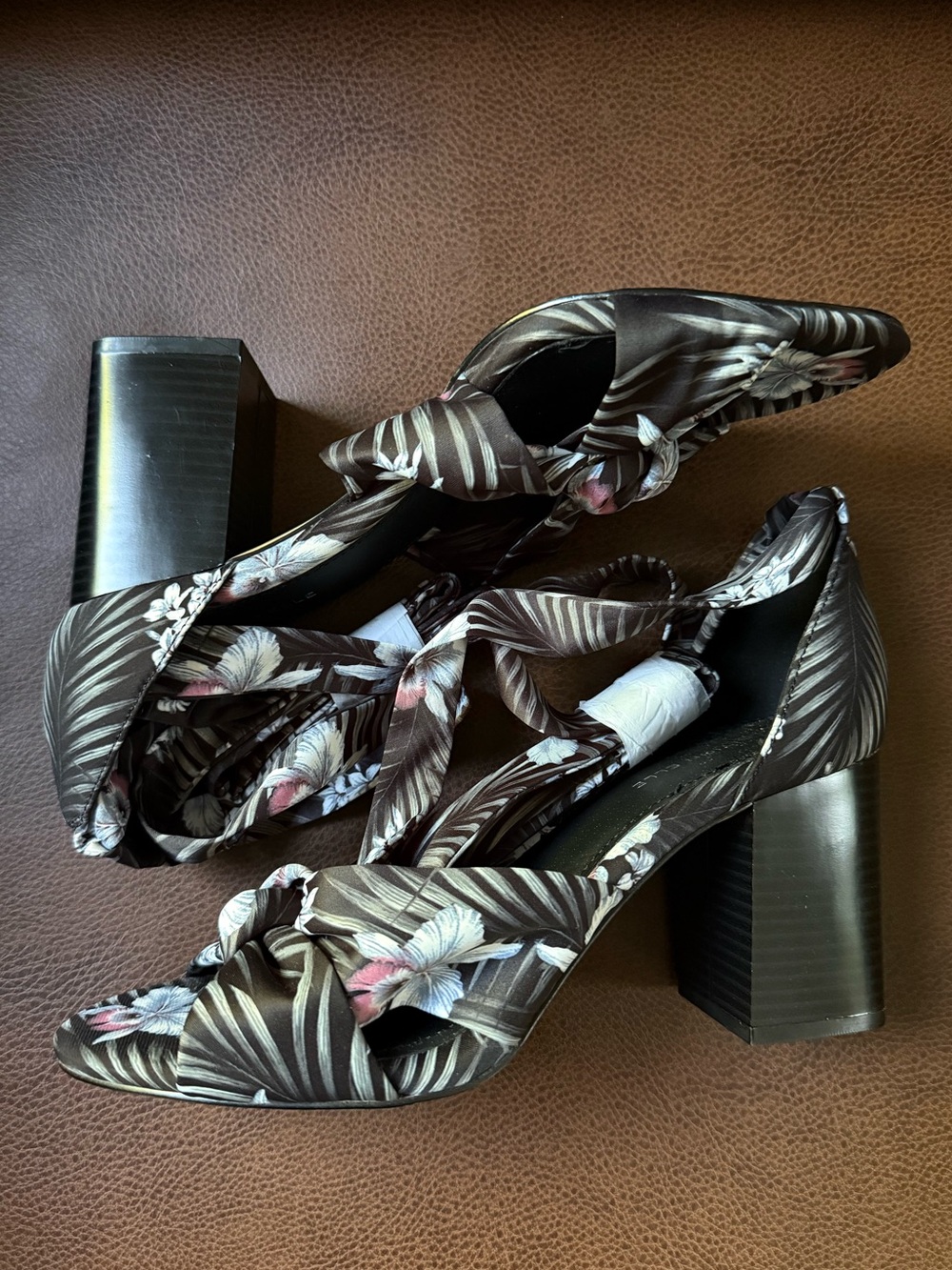 Addition Elle Black Knot Front Block Heel Sandals